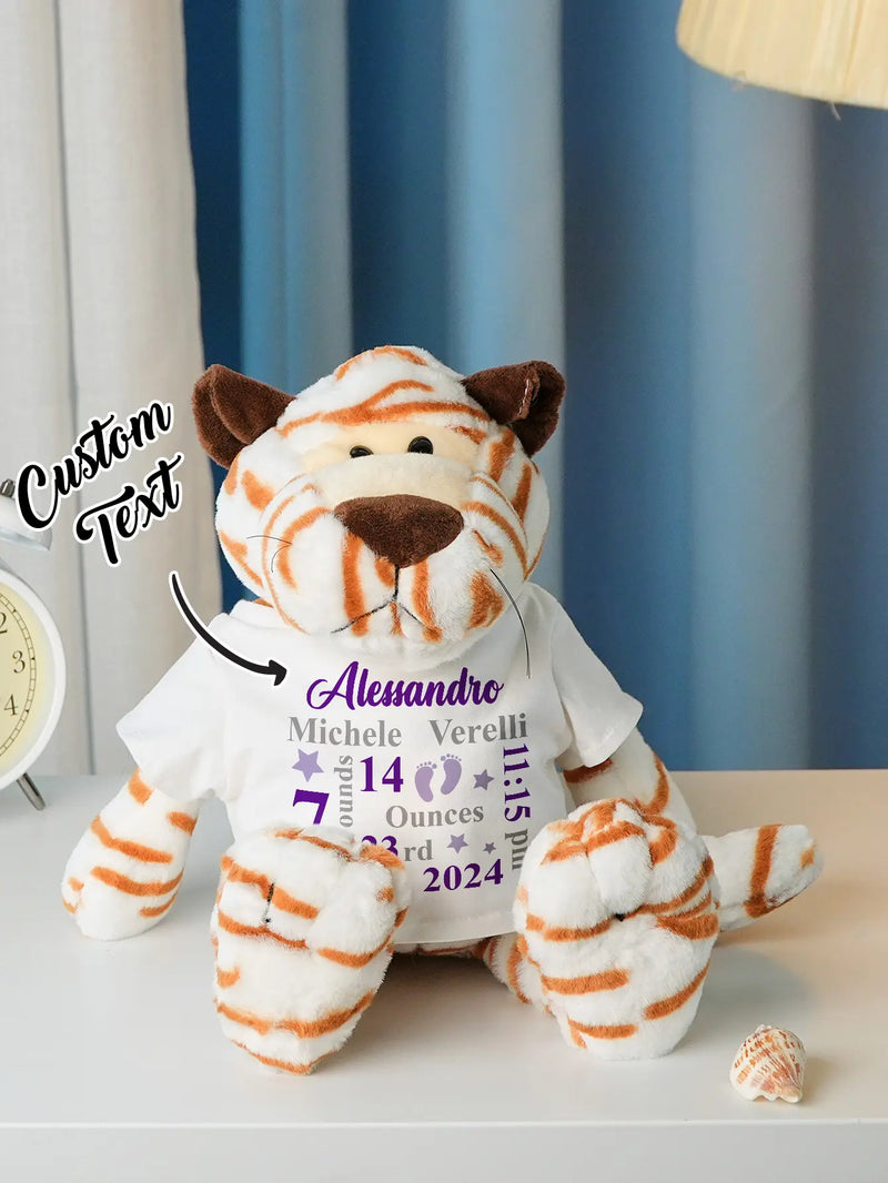 Personalized Animal Plush Stuffed Toy Birth Announcement Gift for Baby Shower