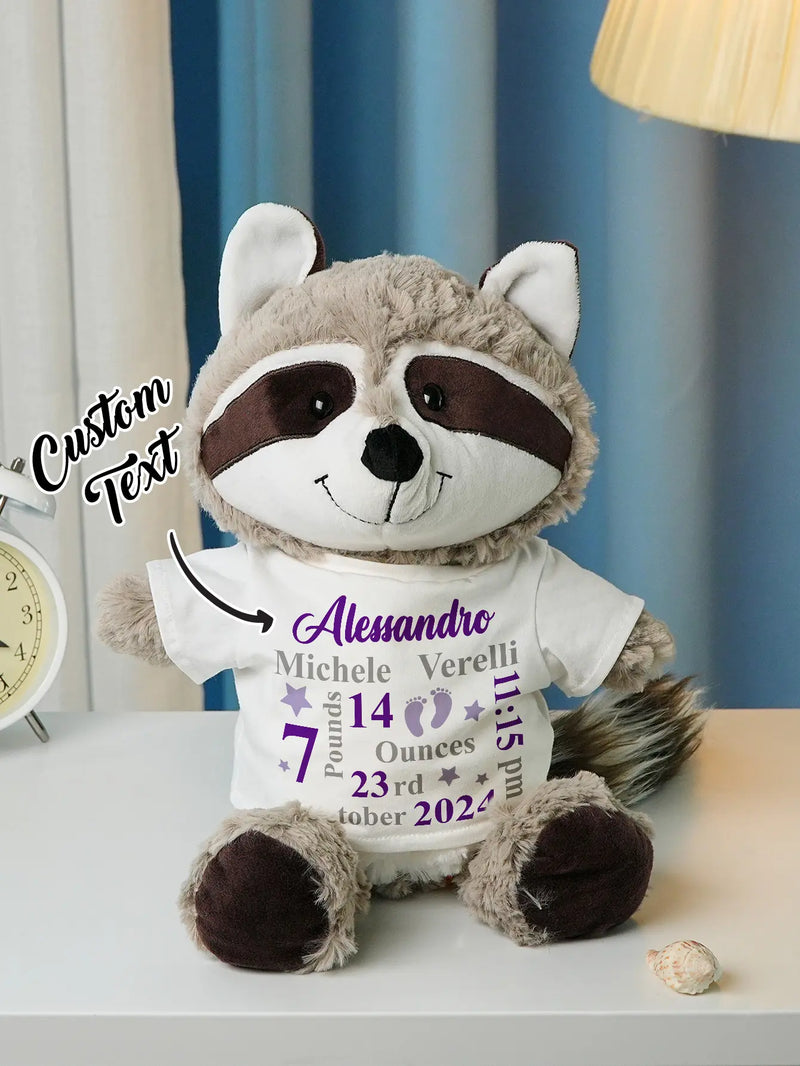 Personalized Animal Plush Stuffed Toy Birth Announcement Gift for Baby Shower