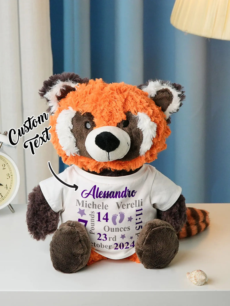 Personalized Animal Plush Stuffed Toy Birth Announcement Gift for Baby Shower