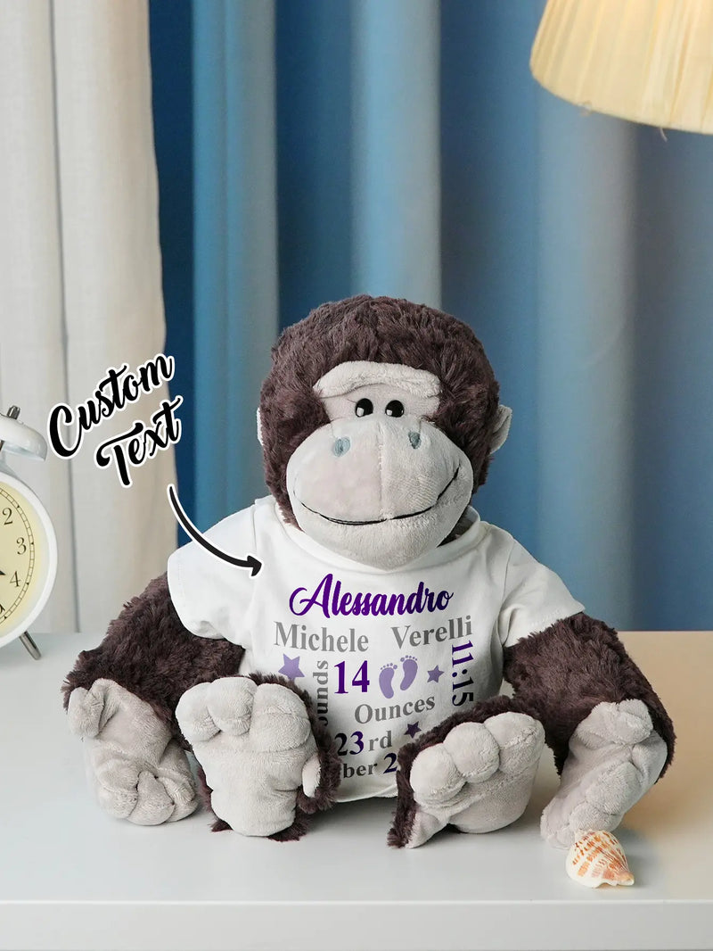 Personalized Animal Plush Stuffed Toy Birth Announcement Gift for Baby Shower