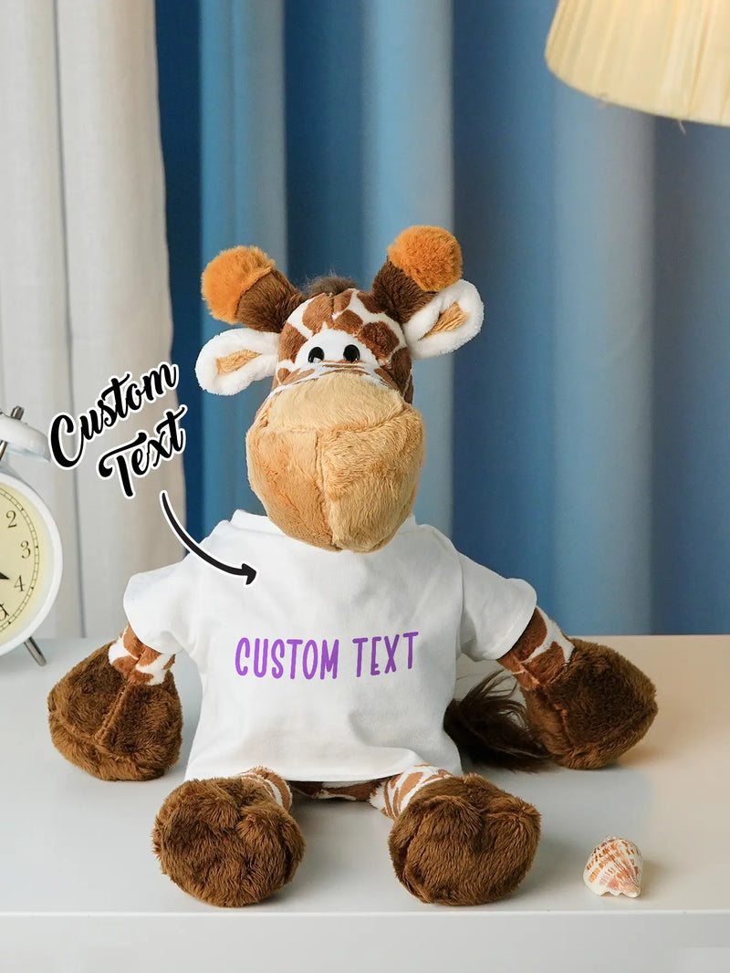 Personalized Animal Plush Stuffed Toy Birth Announcement Gift for Baby Shower