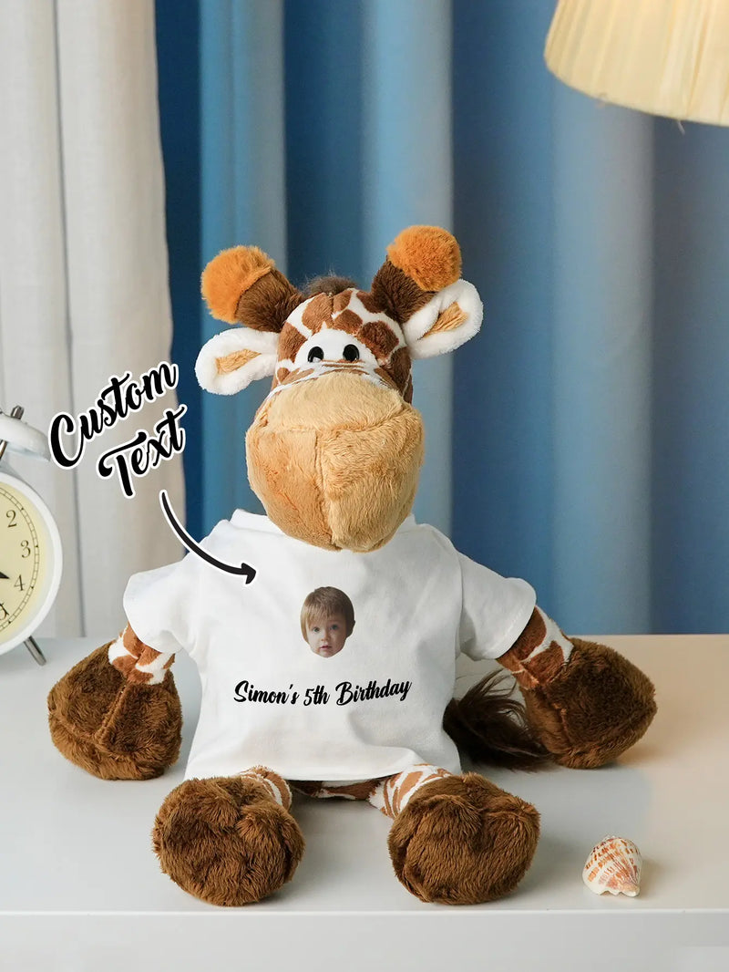 Personalized Animal Plush Stuffed Toy Birth Announcement Gift for Baby Shower