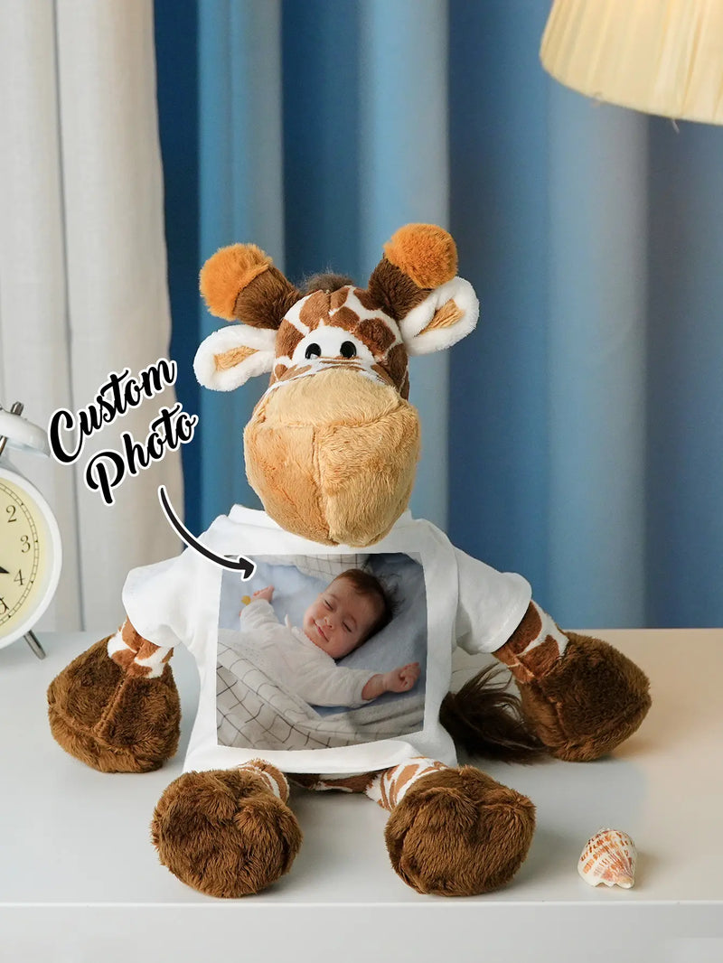 Personalized Animal Plush Stuffed Toy Birth Announcement Gift for Baby Shower