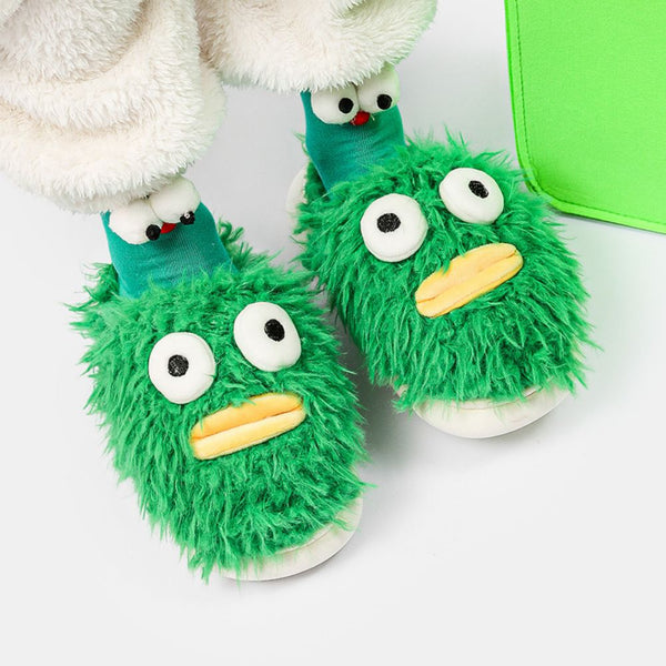 Funny Cotton Slippers Cute Big Eyes Slippers Warm Cozy House Slippers