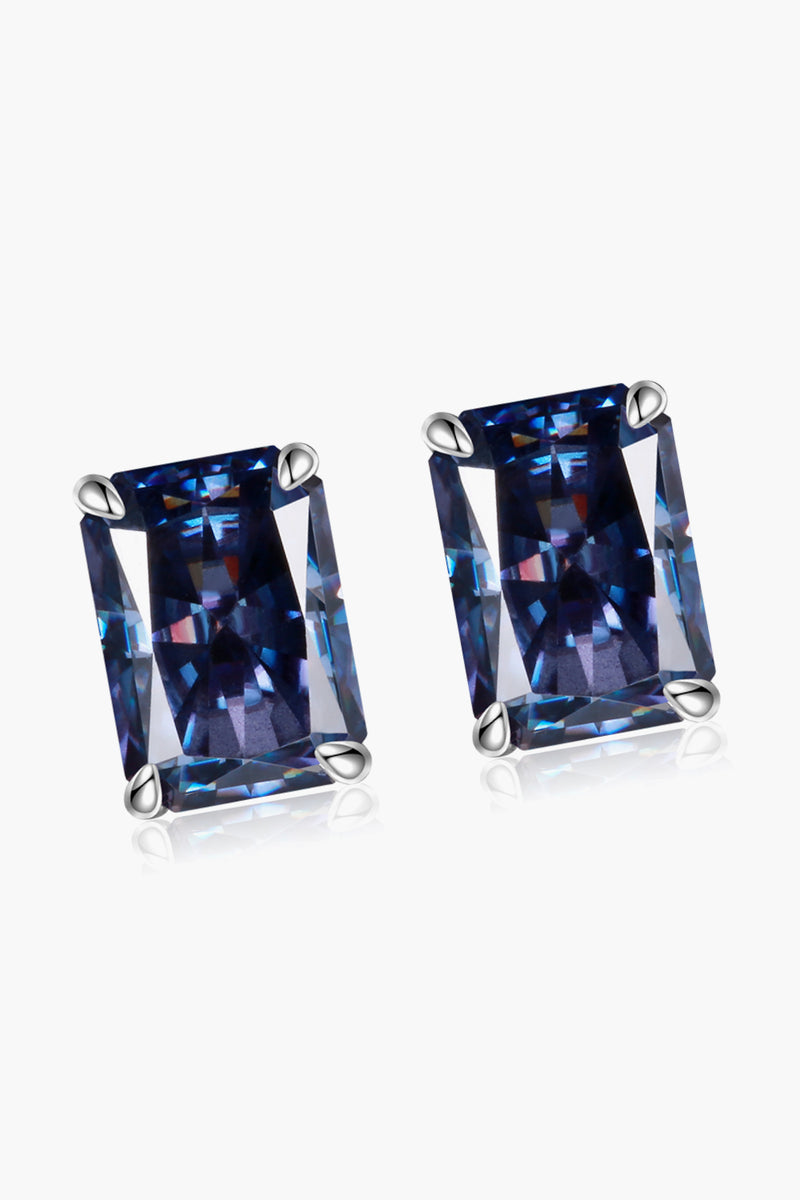 2 Carat Rectangle Moissanite 4-Prong Stud Earrings