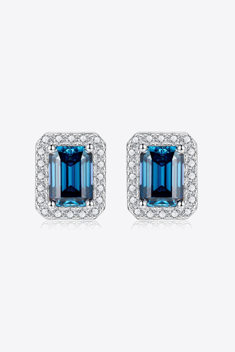 2 Carat Moissanite Stud Earrings in Indigo