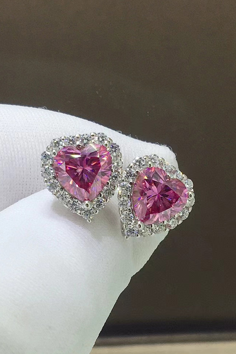 2 Carat Moissanite Heart-Shaped Earrings