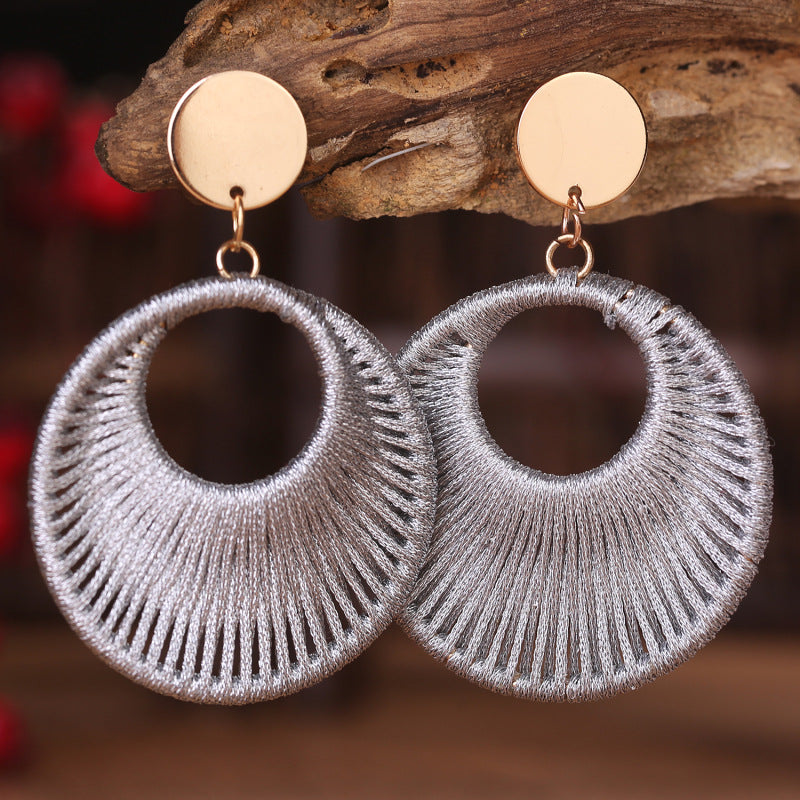 Cotton Cord Geometric Drop Earrings