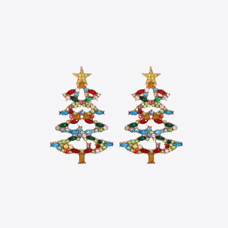 Christmas Tree Rhinestone Alloy Earrings