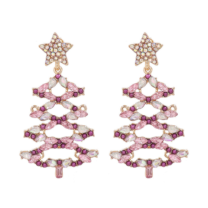 Christmas Tree Rhinestone Alloy Earrings