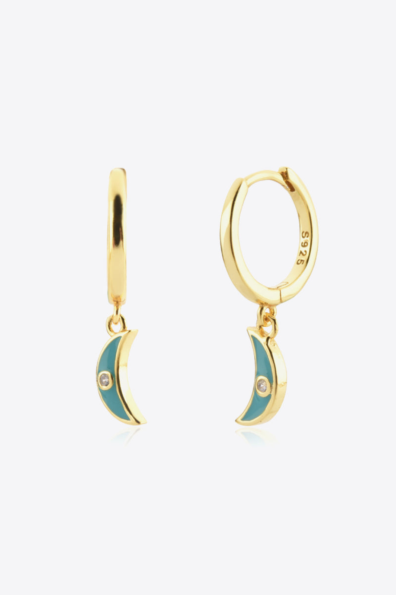 Zircon Moon Drop Huggie Earrings