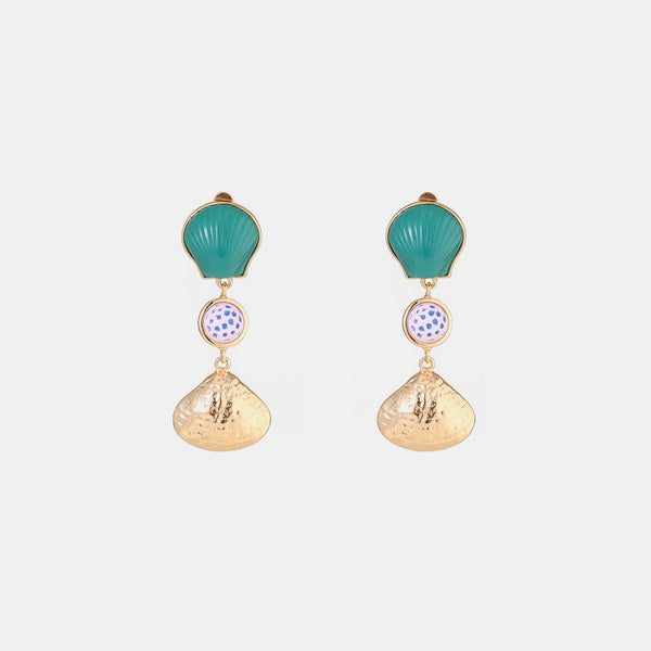 Shell & Tassel Alloy Dangle Earrings