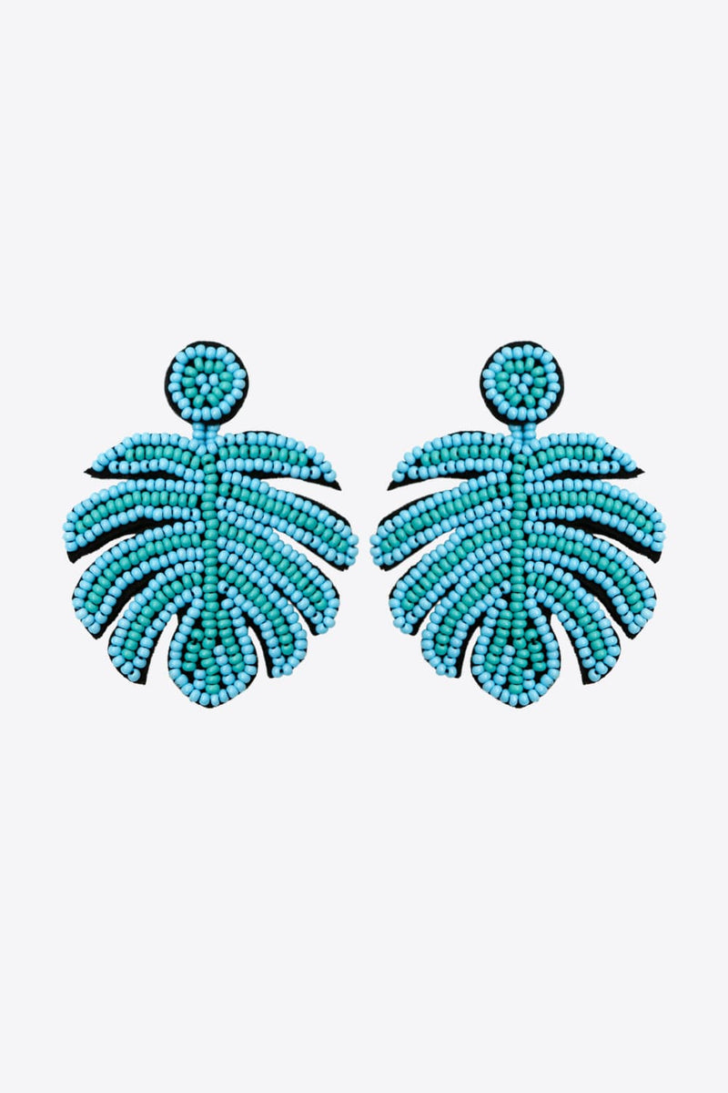 Beaded Banana Leaf Earrings