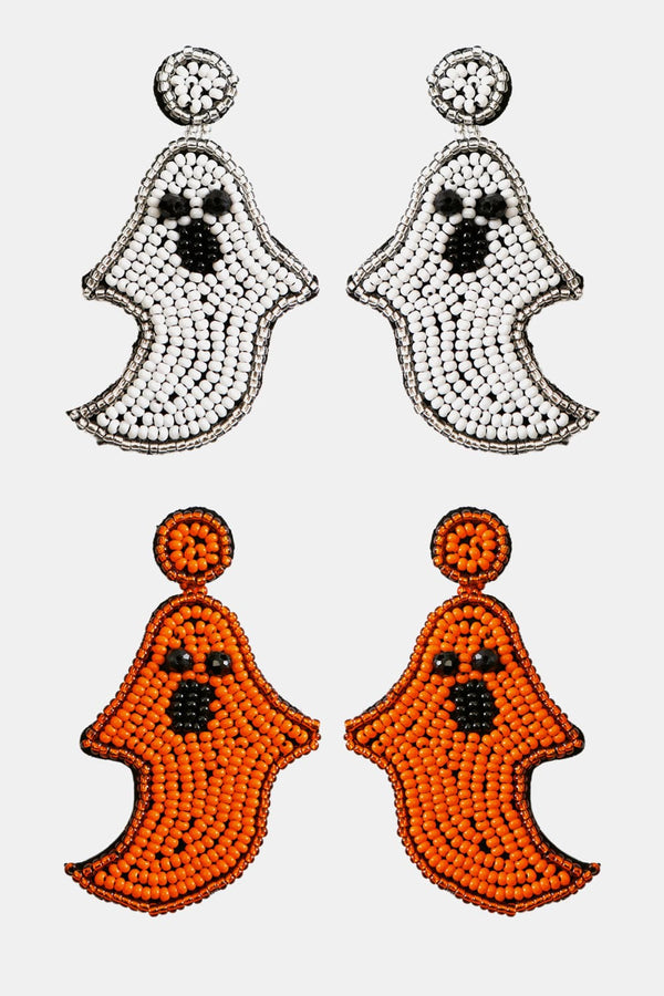 Ghost Shape Beaded Dangle Earrings