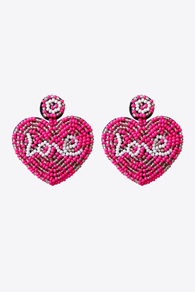 LOVE Beaded Heart Earrings