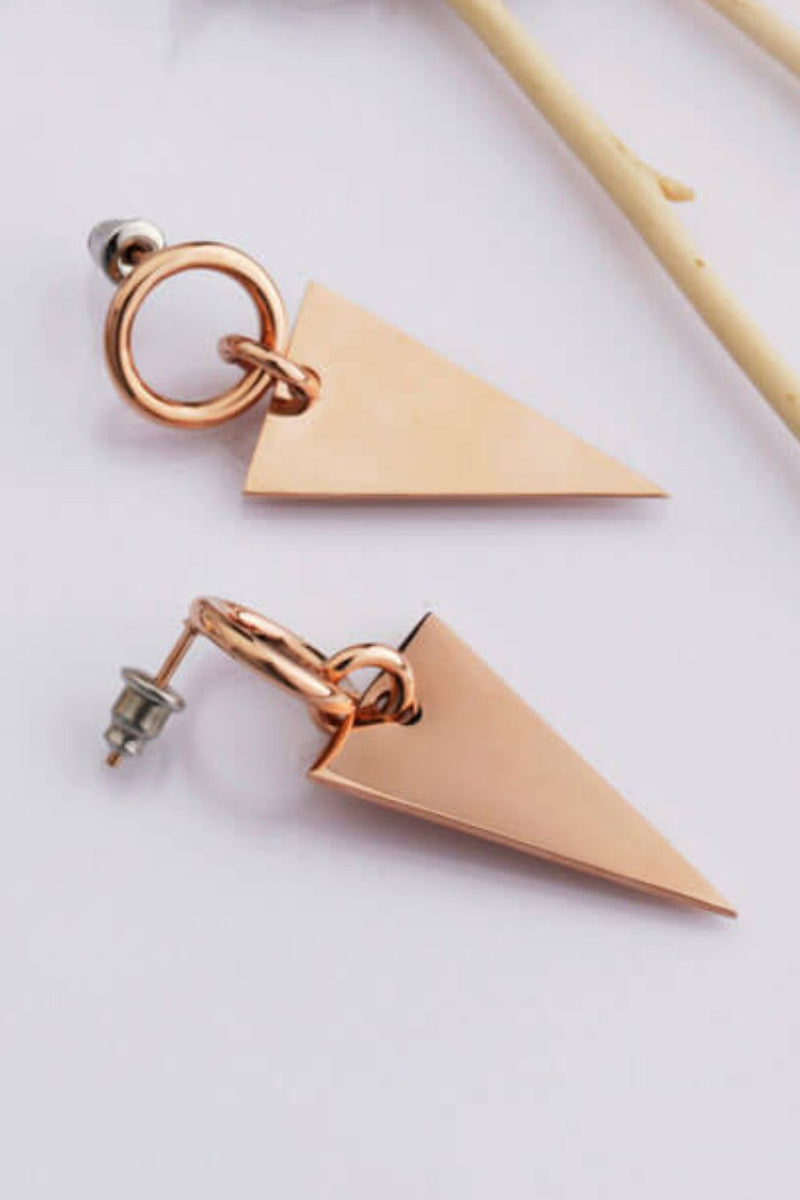 Stainless Steel Triangle Dangle Earrings