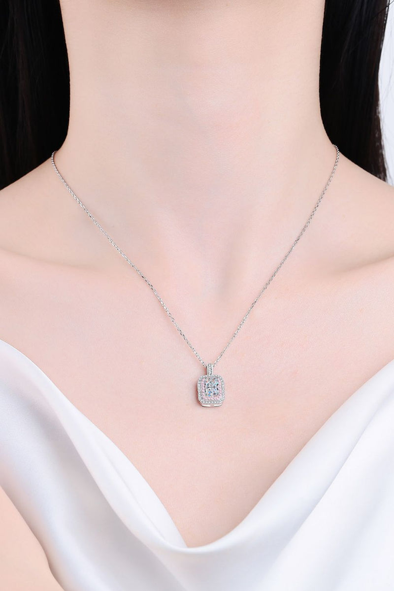 1 Carat Moissanite Geometric Pendant Chain Necklace