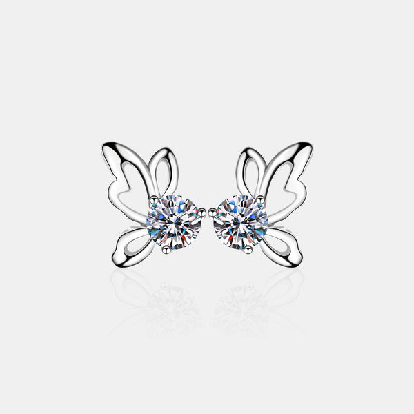 1 Carat Moissanite Butterfly Shape Earrings