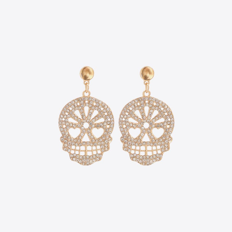 Skull Rhinestone Alloy Earrings