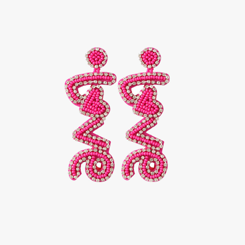 LOVE Bead Rhinestone Dangle Earrings