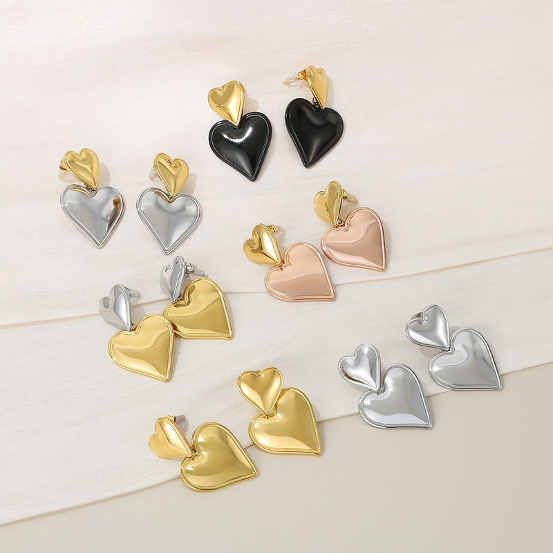 Stainless Steel Double Heart Earrings