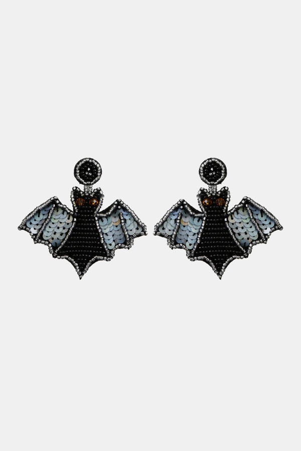 Bat Shape Beaded Dangle Earrings