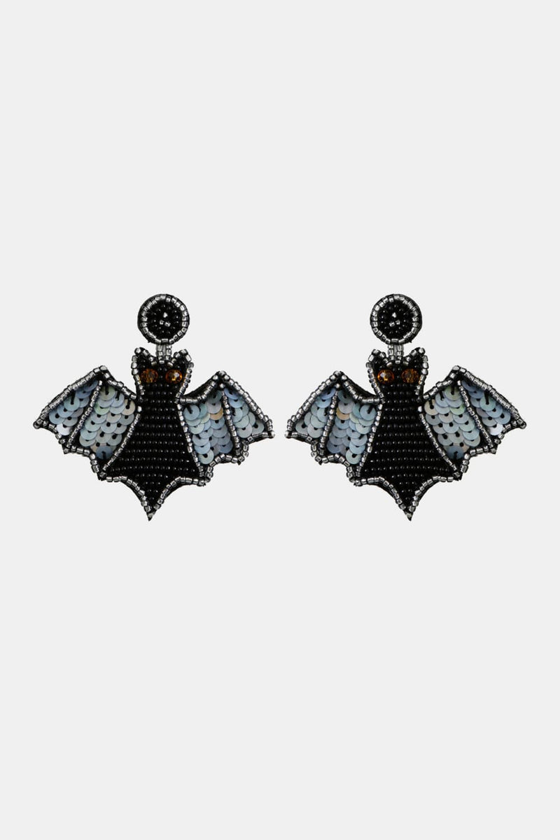 Bat Shape Beaded Dangle Earrings