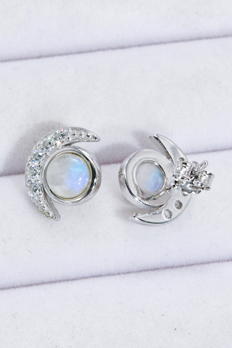 925 Sterling Silver Moonstone Stud Earrings