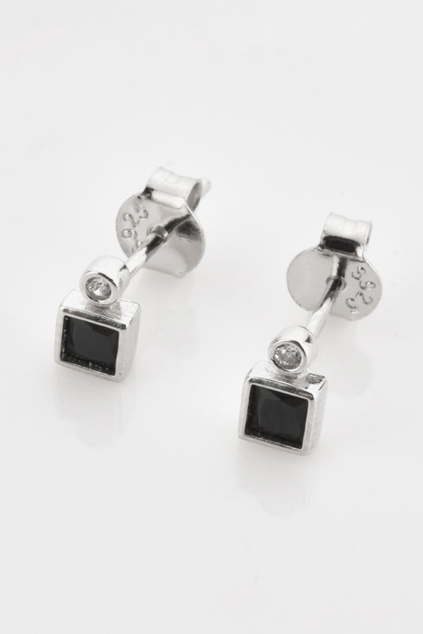 Inlaid Zircon Square 925 Sterling Silver Earrings