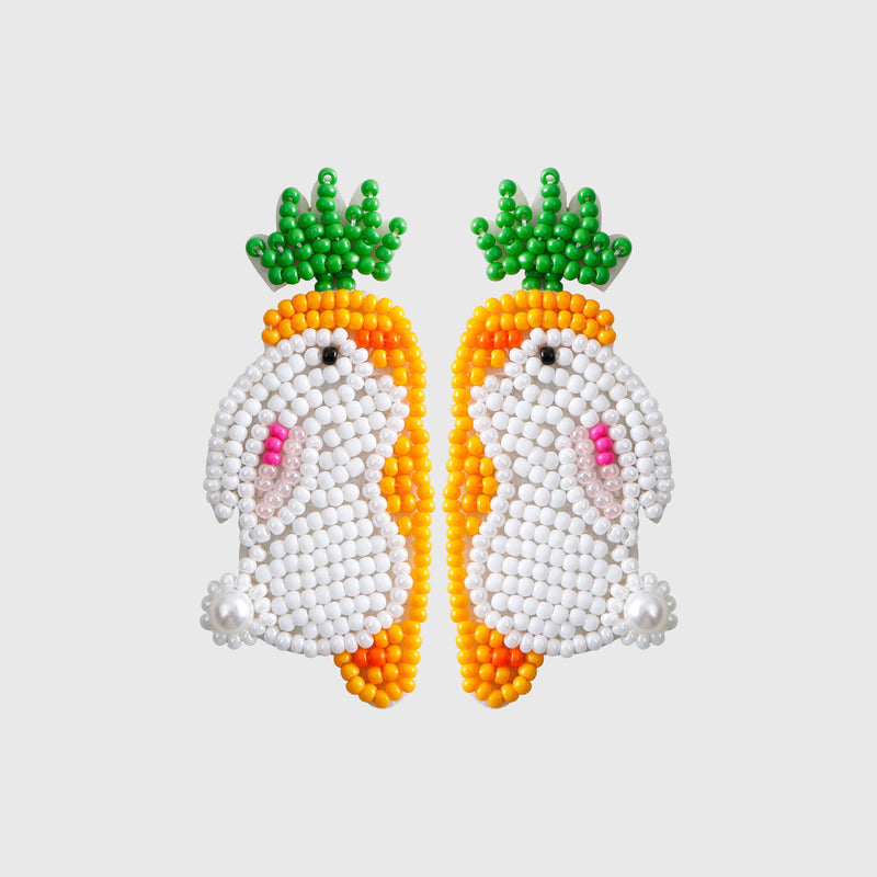 Stainless Steel Beaded Rabbit Earrings