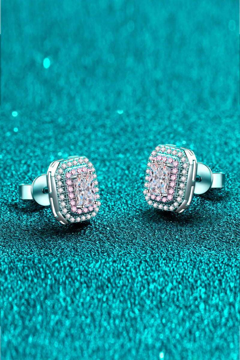 1 Carat Moissanite and Zircon Contrast Geometric Stud Earrings