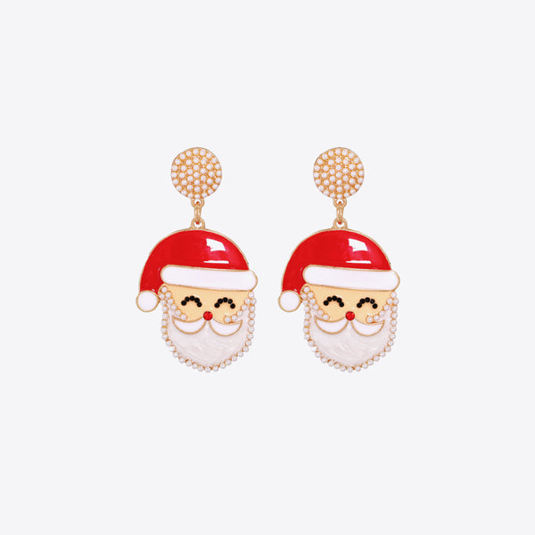 Rhinestone Alloy Santa Earrings