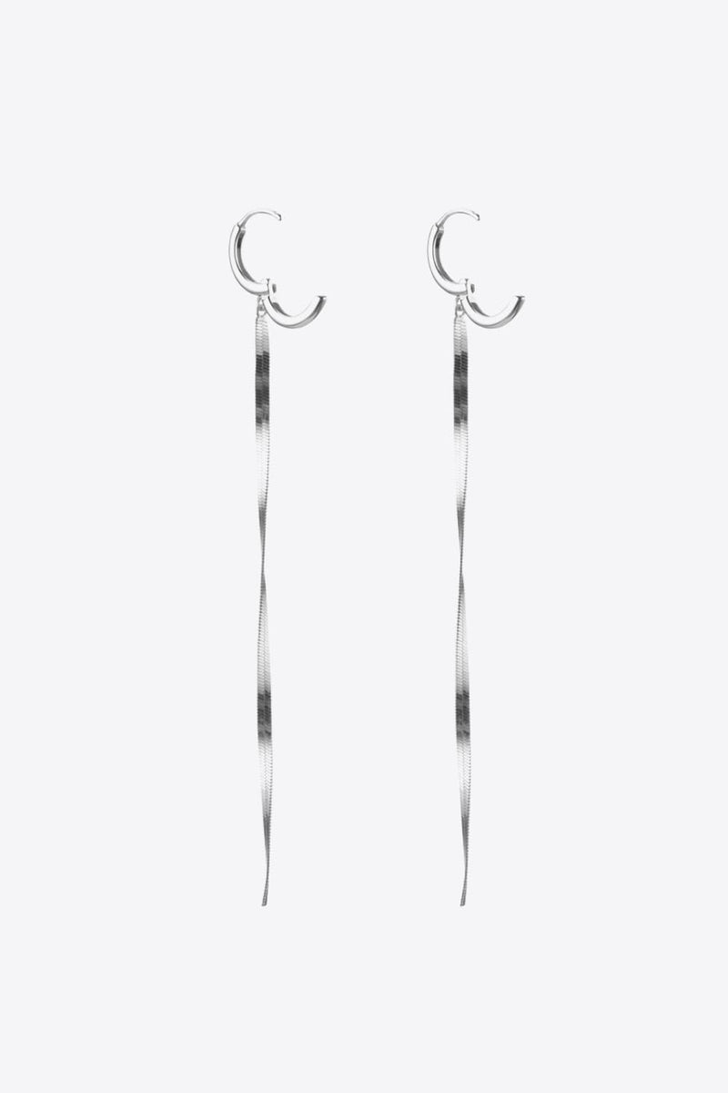 925 Sterling Silver Long Snake Chain Earrings