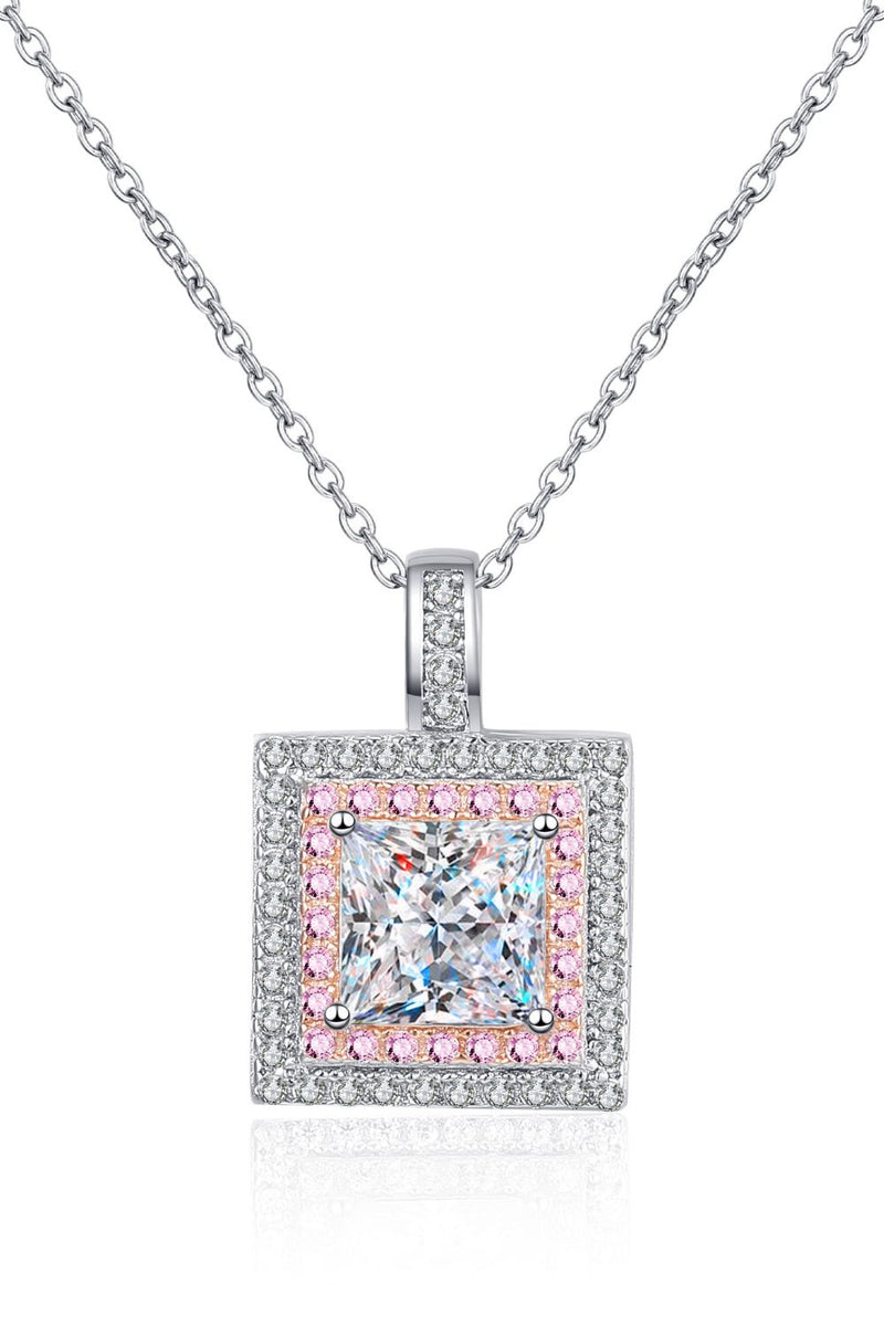 1 Carat Moissanite Square Pendant Chain Necklace