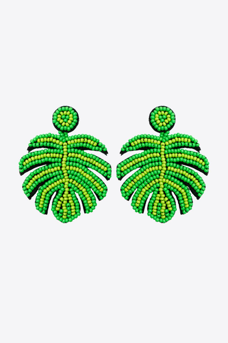 Beaded Banana Leaf Earrings