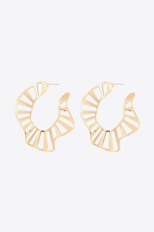 Cutout Zinc Alloy C-Hoop Earrings