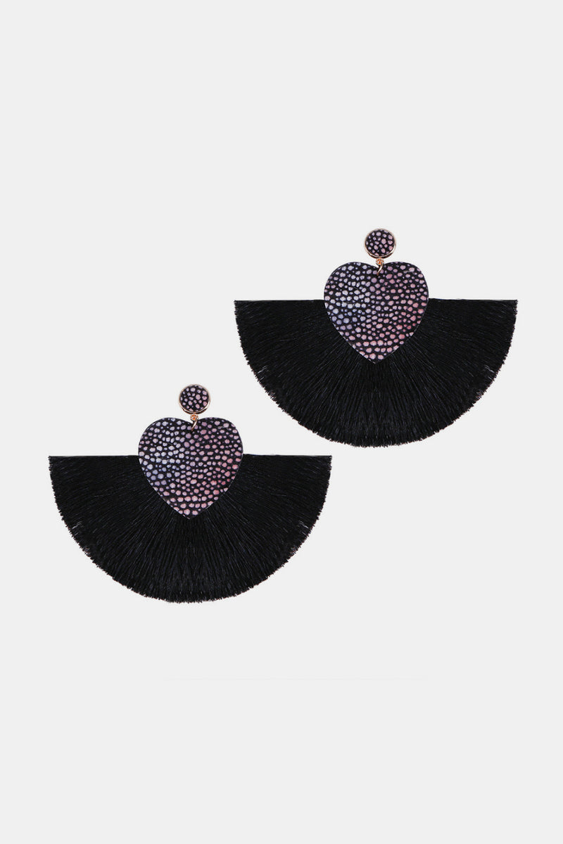 Heart Shape Fringed Dangle Earrings