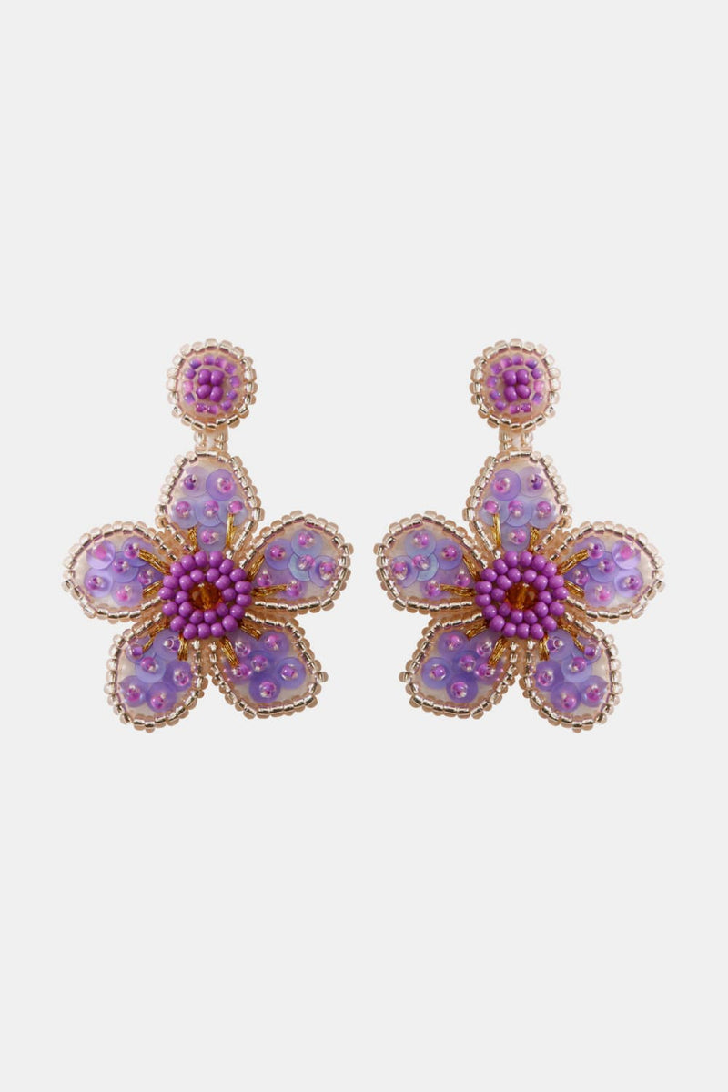 Flower Shape Beaded Dangle Earrings