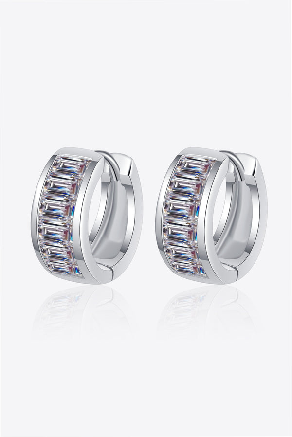 1.8 Carat Moissanite 925 Sterling Silver Huggie Earrings