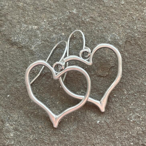 Alloy Silver-Plated Heart Dangle Earrings