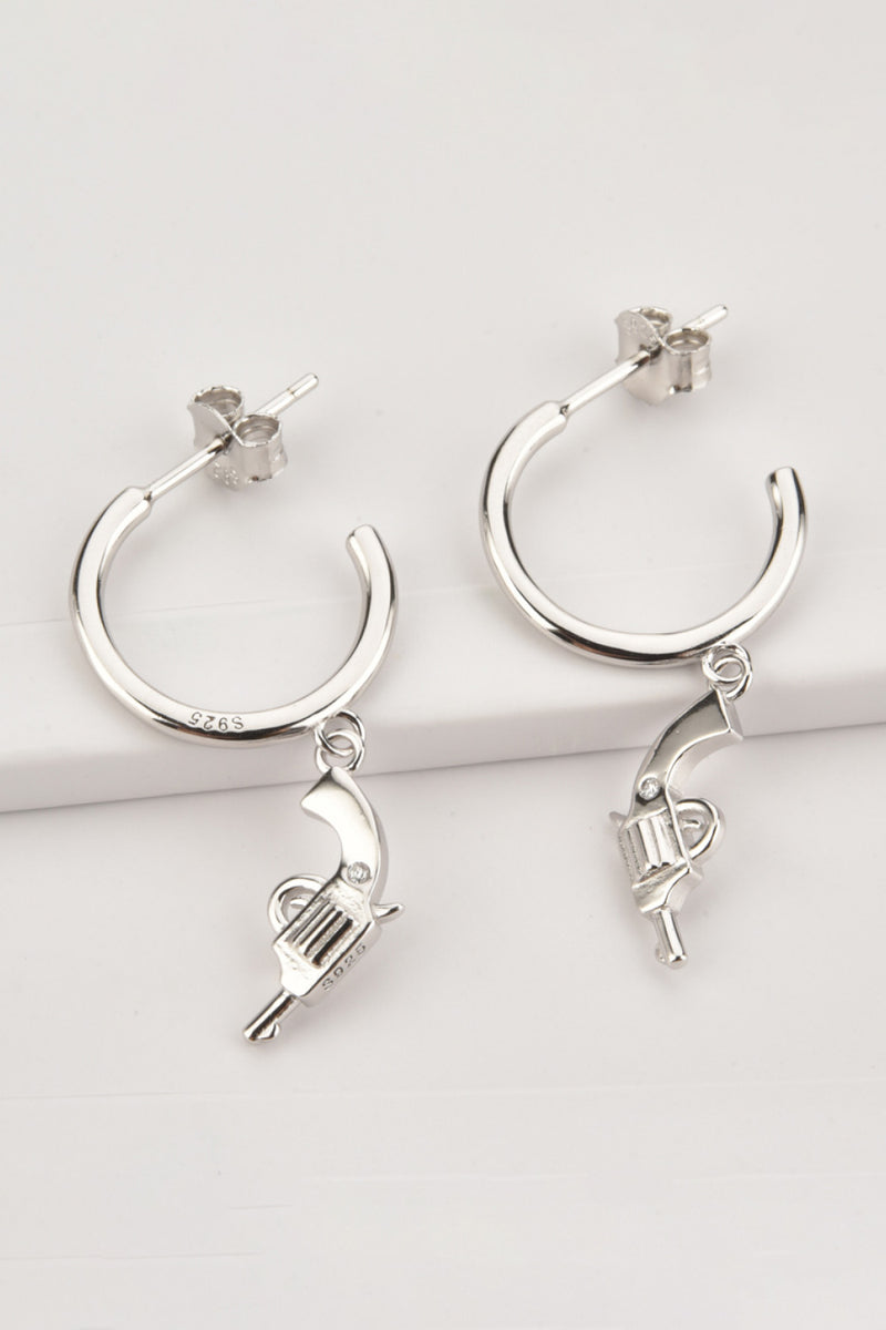 925 Sterling Silver C-Hoop Gun Drop Earrings