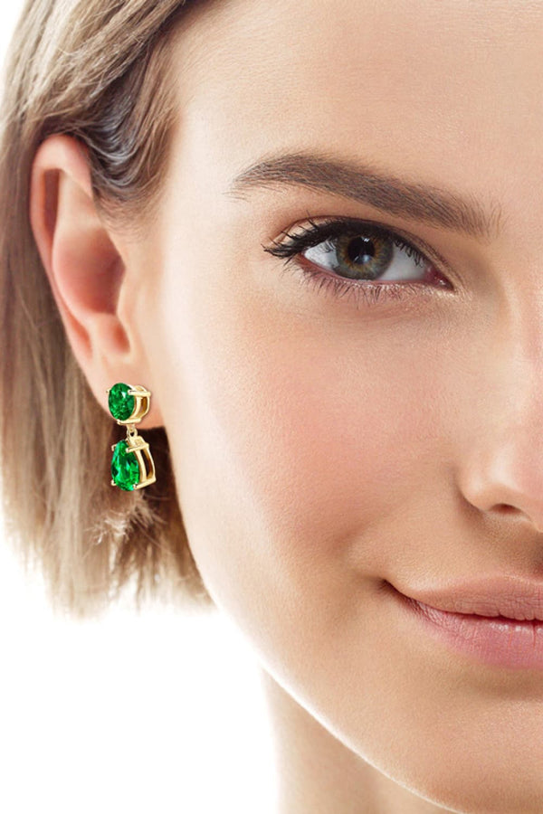 Lab-Grown Emerald Drop Earrings