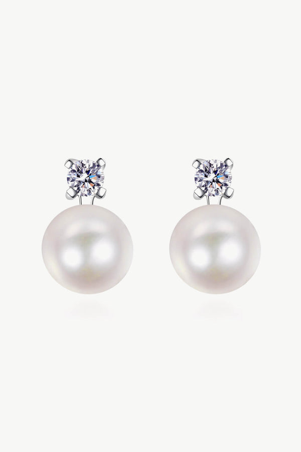 Moissanite Pearl Stud Earrings