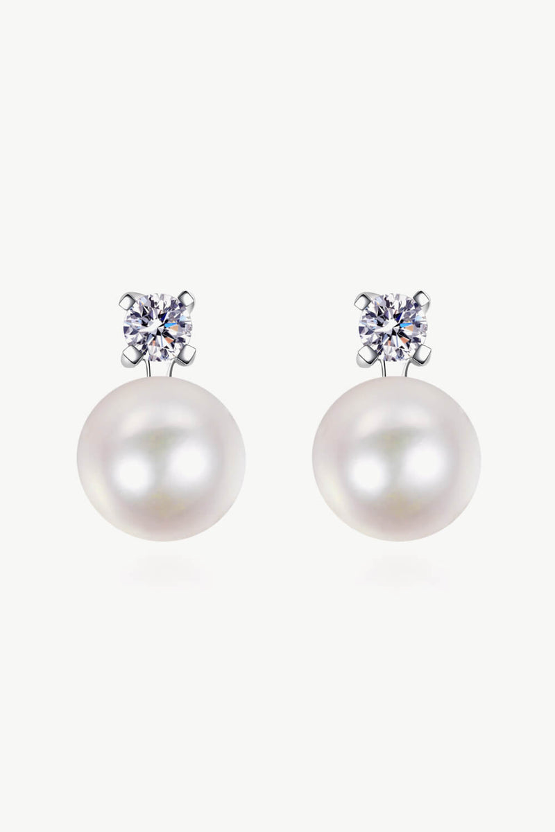 Moissanite Pearl Stud Earrings