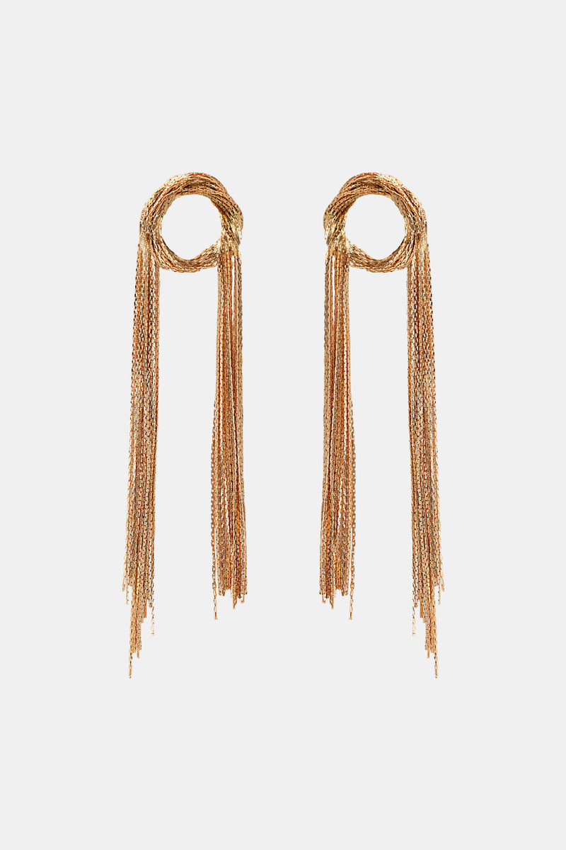 Round Shape Fringed Copper Earrings