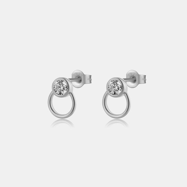 Inlaid Zircon 925 Sterling Silver Stud Earrings