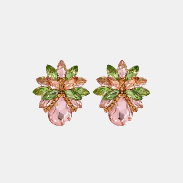 Flower Shape Glass Stone Stud Earrings