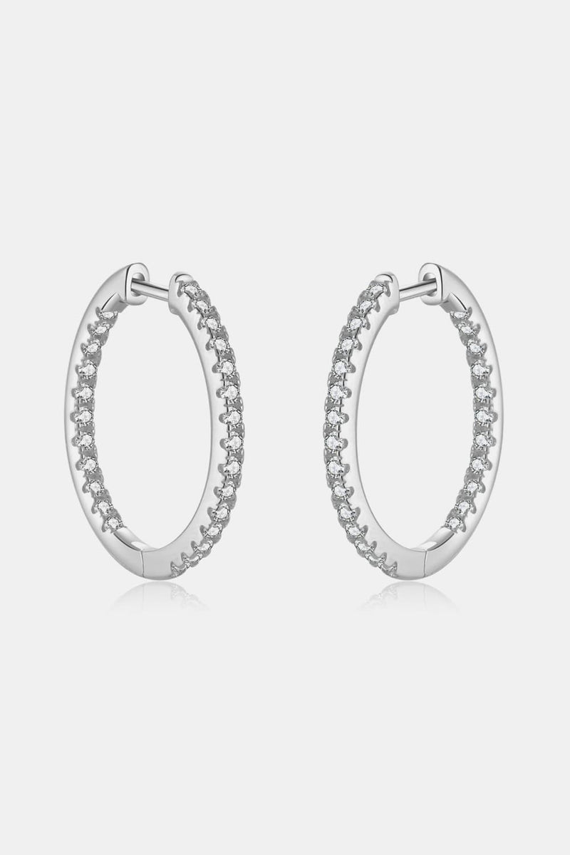 Inlaid Zircon 925 Sterling Silver Huggie Earrings