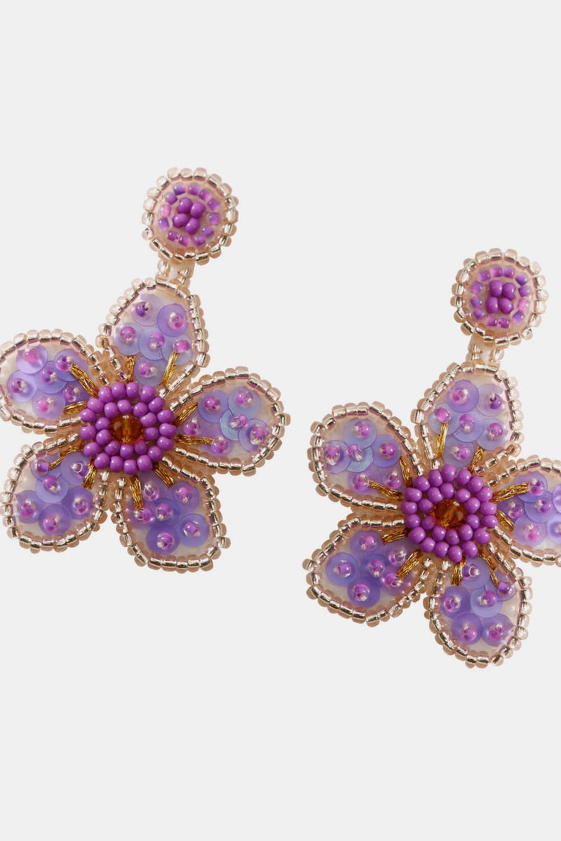 Flower Shape Beaded Dangle Earrings