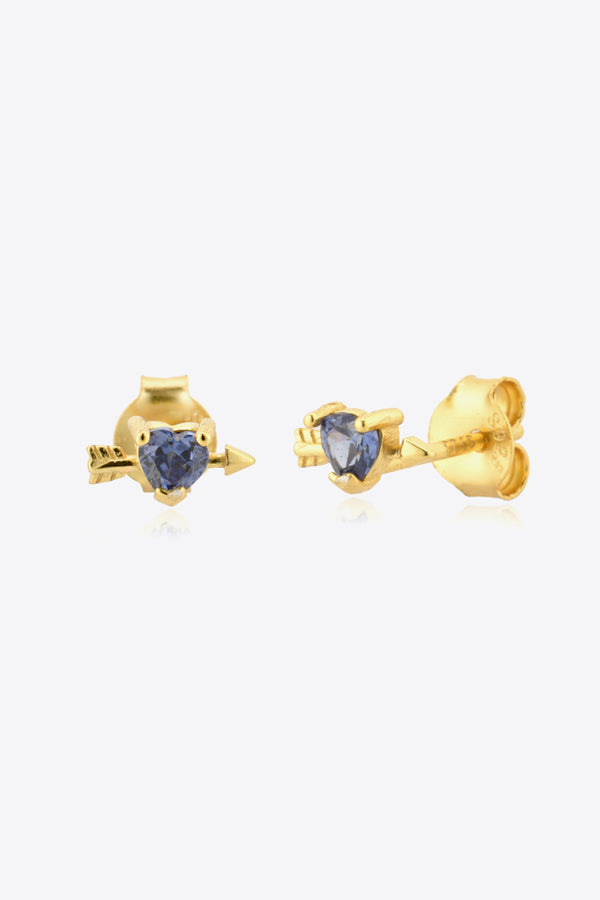 Tanzanite Heart Stud Earrings